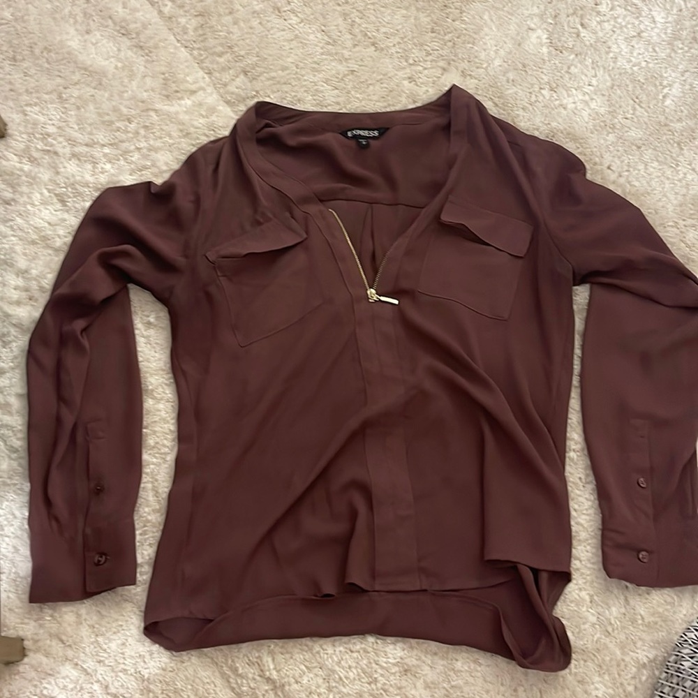 Purple express quarter zip blouse